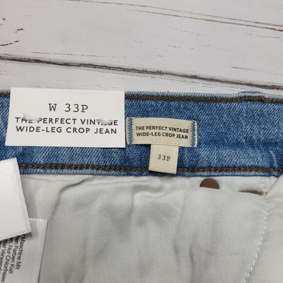 Madewell Petite Perfect Vintage Wide Leg Crop Raw Hem Jeans Hallstead Wash 33P - Picture 11 of 12